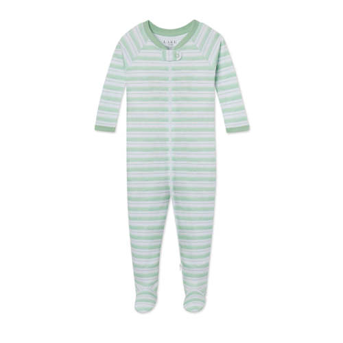LAKE Parisian Green Picnic Stripe Baby Sleeper 0-3M
