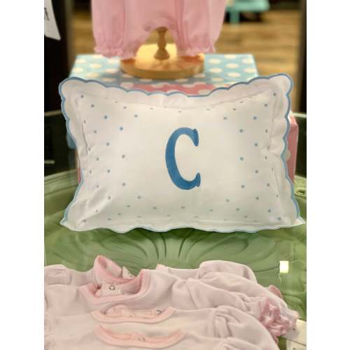 White Cotton Pillow Sham with Pink or Blue Swiss Dots