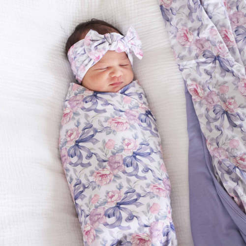 Leighton's Lavender Knit Large Bow Headwrap