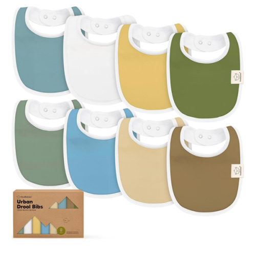 8-Pack Organic Baby Bibs for Boys, Girls - Soft Cotton Drooling and Teething Bibs for Baby Girl & Boy, Extra Absorbent, Easy to Clean & Put On for Toddler, Newborn, Infant 0-24 Months (Daybreak)