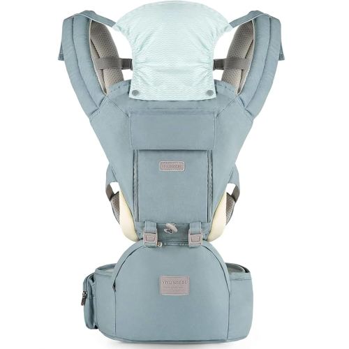 Baby Carrier, Ergonomic 6-in-1 Baby Carrier with Hip Seat for Newborn Infant Toddler, Adjustable Detachable Baby Holder Carrier for Dad Mom