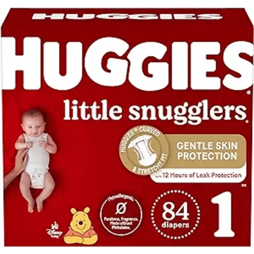 Huggies Size 1 Diapers, Little Snugglers Newborn Diapers, Size 1 (8-14 lbs), 84 Count