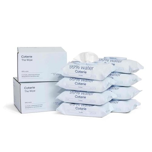 Coterie Baby Wipes, 8 Pack, 448 Count, Unscented Wipes, 99% Purified Water, Plastic-Free & Plant-Based Fibers, Fragrance Free Hypoallergenic Sensitive Skin Baby Essentials, Clean Ingredients - NEW -- 8 Pack