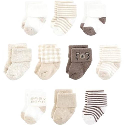 Touched by Nature Baby Infant Boy Organic Cotton Socks, Brown Bear, 0-6 Months