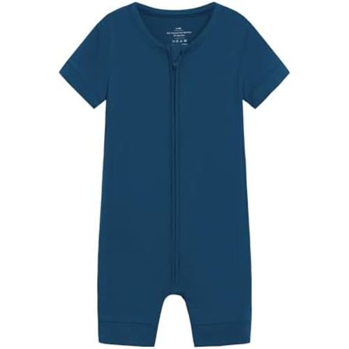 Baby Boys Girls Rompers Jumpsuits Zippered Short Sleeve Infant Sleep and Play Romper Viscose from Bamboo Pajamas