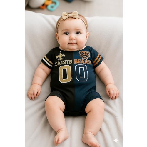 Custom Two Football Team Baby Bodysuit, House Divided: Nebraska and Michigan