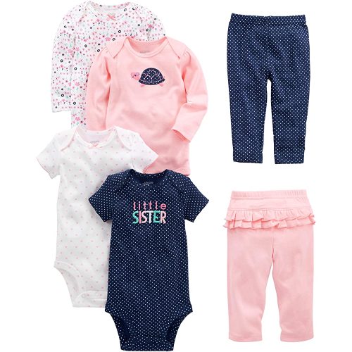 Simple Joys by Carter's baby-girls 6-piece Bodysuits (Short and Long Sleeve) and Pants Set