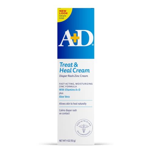 A+D Zinc Oxide Diaper Rash Treatment Cream, Dimethicone 1%, Zinc Oxide 10%, Easy Spreading Baby Rash Cream, 4 Ounce Tube (Packaging May Vary)