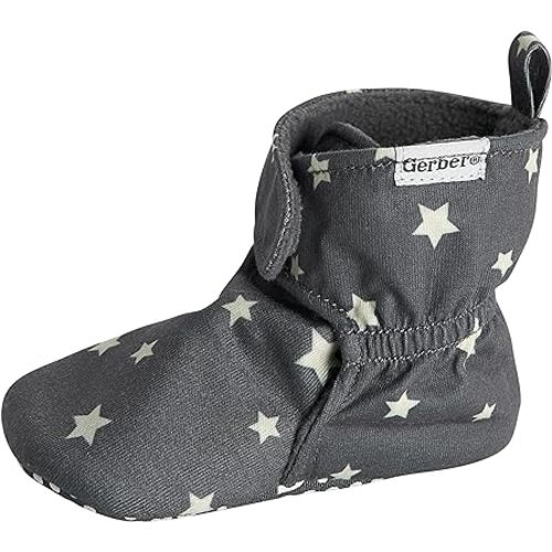 Gerber Unisex-Baby Fleece Lined Wrap Fasten Non Skid Soft Slipper Booties