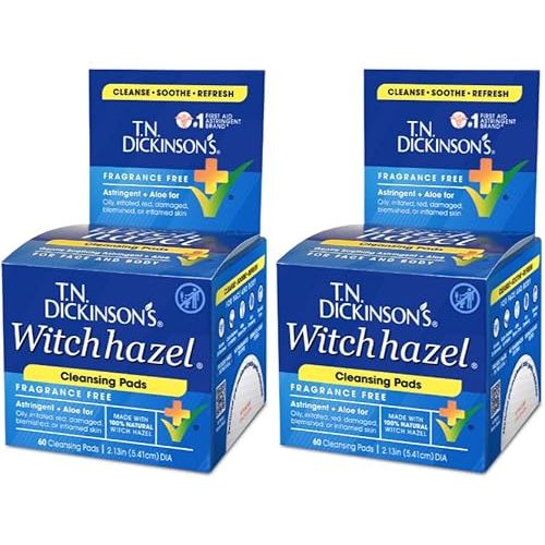 T.N. Dickinson's Witch Hazel Cleansing Pads, 60 Count (Pack of 2)