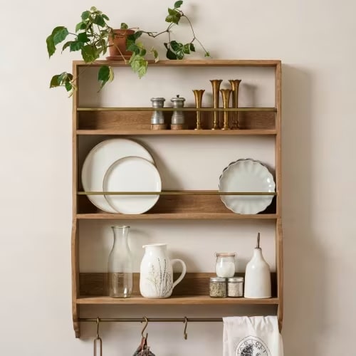 Hannon Wood and Brass Display Shelf - Magnolia