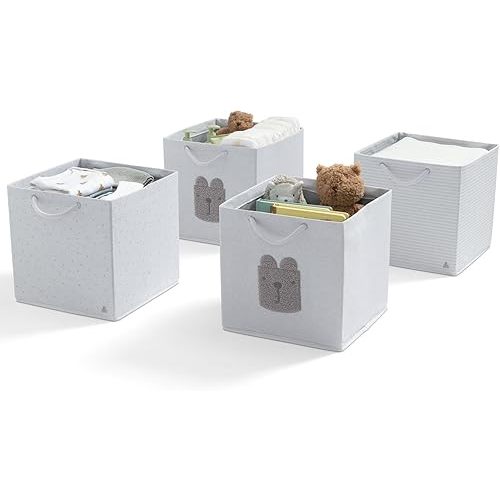 Delta Children Gap babyGap 4-Pack Brannan Bear Fabric Storage Bins with Handles, Grey