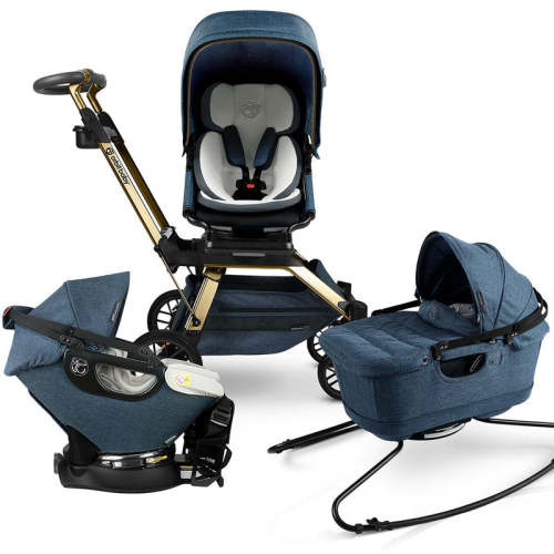 Orbit Baby Stroll, Lounge & Ride Travel System  - Mélange Navy / Gold