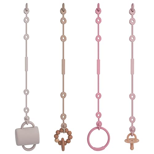 Toy Straps for Baby, Silicone Pacifier Clips Adjustable Stretchable Sippy Cup Straps for Strollers, High Chair, Cribs, Hanging Baskets, Car Seat, Shopping Trolley, Bags, BPA Free