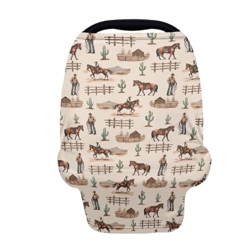 Belidome Western Cowboy Baby Stuff Nursing Scarf Breastfeeding Cover Baby Car Seat Covers, Soft Breathable Lightweight