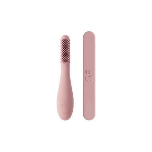 ezpz Baby-Led Toothbrush + Tongue Depressor Extra Soft Dual Pack - 2ct - Blush
