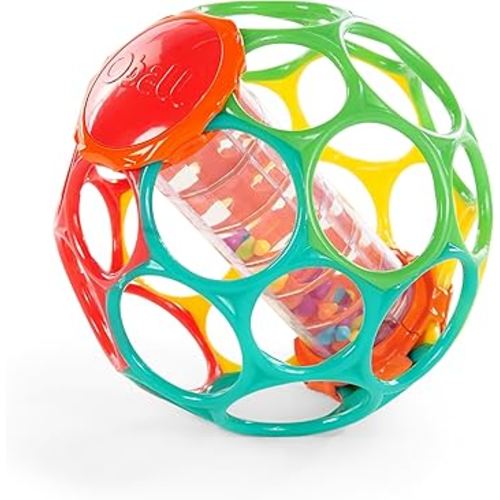 Bright Starts Oball Rollin' Rainstick Rattle Easy-Grasp Toy, Ages 3 Months +