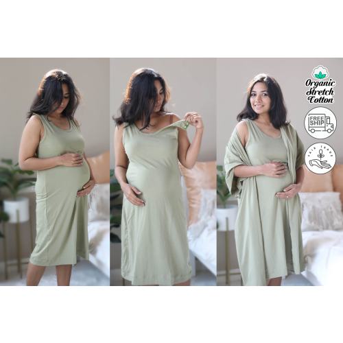 Organic Baby shower gift, Baby girl or baby boy gift, Labor and delivery hospital gown, Maternity dress, Mommy and me outfits for pregnancy