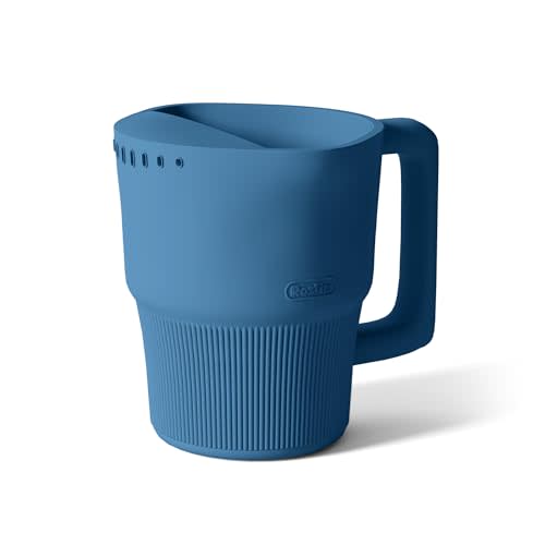 Roslim Silicone Baby Bath Rinse Cup - Shampoo & Body Washing Rinser for Kids & Toddlers, Lightweight Bath Cups for Rinsing Hair, Easy-Grip Handle, Ultra Soft Material (Ocean Blue)
