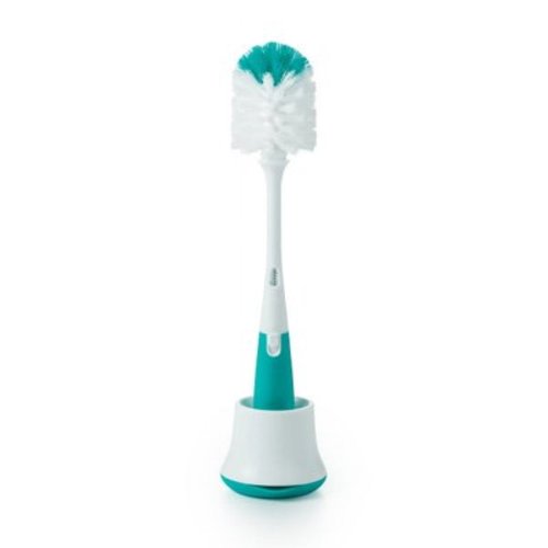 OXO Tot Baby Bottle Brush with Bristled Cleaner & Stand, Teal