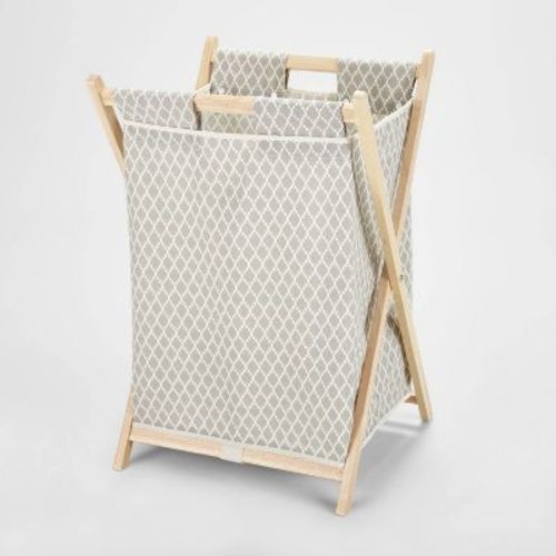 Wooden X-Frame Hamper Gray Diamond Print - Brightroom™