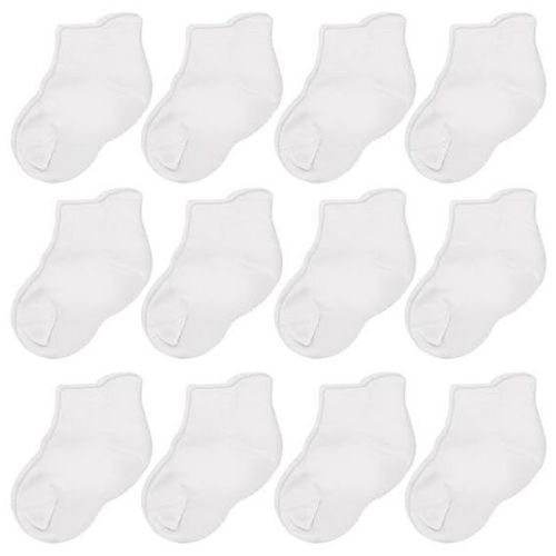 Cozyway Ankle Cotton Baby Socks - 12 Pack Stretch Baby Socks, Infant Socks, White Baby Socks, White, 6-12 Months, Unisex