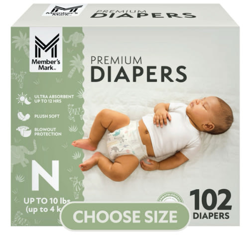 Member's Mark Premium Baby Diapers, Sizes: Newborn - 7 - Sam's Club