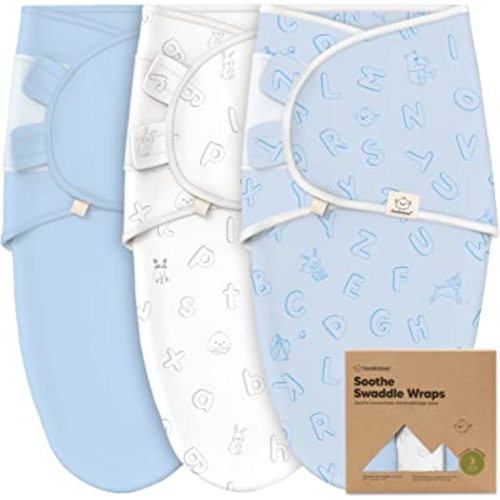3-Pack Organic Baby Swaddle Sleep Sacks - Swaddles for Newborns, Infant 0-3 Months, Baby Girls, Boys, Soft & Snug Newborn Sleep Sack, Nursery Swaddling Blankets, Velcro Closure (ABC Land Cloud)