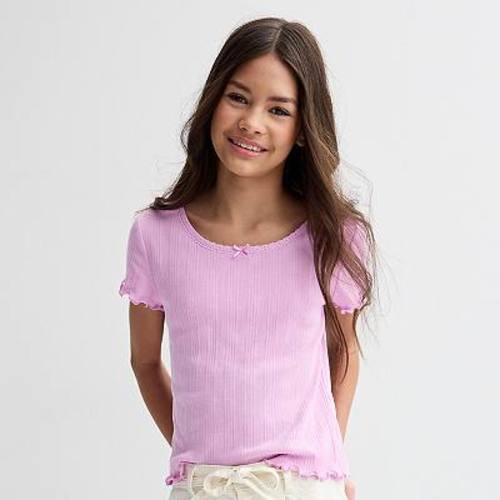 6-20 Girls SO® Lace Trim Short Sleeve Tee in Regular & Plus Size