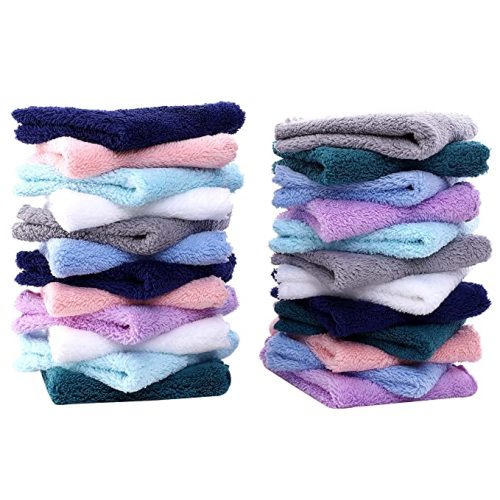 24 Pack Baby Washcloths - Ultra Soft Absorbent Wash Cloths for Baby and Newborn, Gentle on Sensitive Skin for Face and Body, 8" by 8" Multicolor - 8x8 Inch (Pack of 24)
