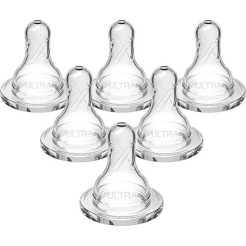 Dr. Brown's Ultra-Preemie Narrow Baby Bottle Nipple, Specialty Extra Slow Flow Rate, 100% Silicone Bottle Nipple, BPA Free, 0m+, 6 Pack