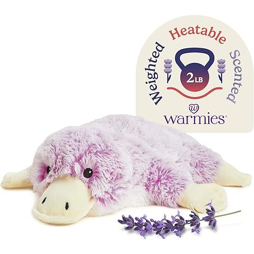 Warmies Microwavable & Weighted Stuffed Animals, Platypus - Heated Stuffed Animal Plushie for Warmth & Comfort - Cute Soft Plush Toys for Adults & Children (Boys, Girls, Babies & Toddlers)