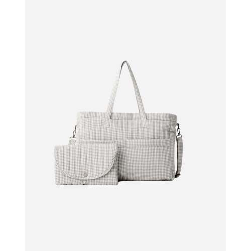 Diaper Bag + Changing Mat Sage Gingham