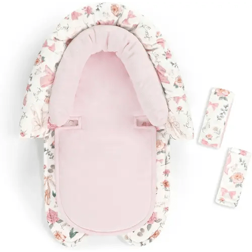 GFU Baby Car Seat Head Support for Newborn, 2 in 1 Infant Car Seat Head Body Support with Strap Pads, Soft Stroller Cushion Pillow Insert for Girls, Fits for Stroller, Swing, Pink Floral