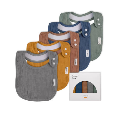 Muslin Bibs for Baby Boys Girls,Organic Muslin Baby Bib for Drooling and Teething,Soft Bandana Drool Bibs 5 Pack