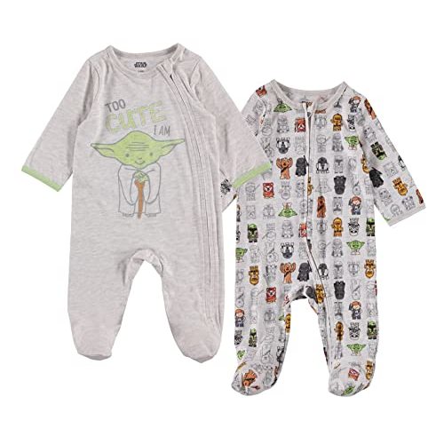 STAR WARS Chewbacca R2- D2 Darth Vader Stormtrooper Baby 2 Pack Zip Up Long Sleeve Sleep N' Play Coveralls Newborn to Infant