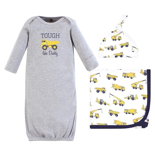 Hudson Baby Unisex Baby Gown, Swaddle Blanket and Cap or Headband, 0-6 Months