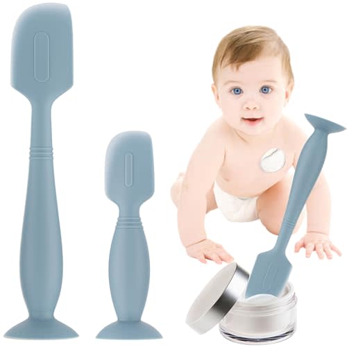Baby Diaper Cream Spatula,2Pack Silicone Diaper Cream Applicator Baby Butt Paste Spatula Diaper Cream Brush for Newborn Baby, 1 x Large Size,1 x Small Size (Blue)