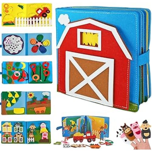 Montessori Busy Book for Toddlers 3+, 3D Felt Quiet Book for Baby, Autism Sensory Book, Develops Fine Motor Skills Preschool Learning Activities Educational Sensory Toy Travel Toys for Kids Gift