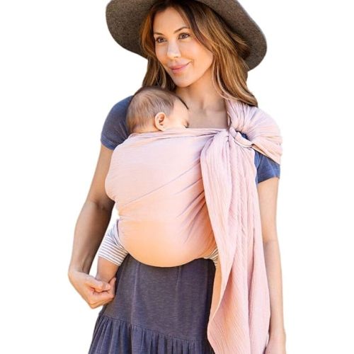 Moby Baby Wrap Carrier Ring Sling for Newborns to Toddlers, Hands-Free, Versatile Support for Moms & Dads, Breathable & Lightweight, Supports Children 8-30 lbs (Rose)