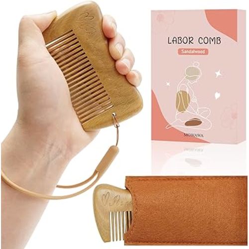 Sandalwood Birthing Comb For Labor Pain Relief & Delivery - Labour Gifts with Birth Affirmation For Women- Wood Comb For Pregnancy Contraction