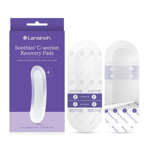 Lansinoh C-Section Pads, Postpartum Recovery Essentials, Sterilized Pads, 4 Count HSA/FSA Eligible
