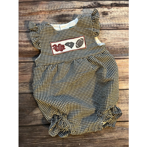 Baby Girl Black Gingham Seersucker Bubble