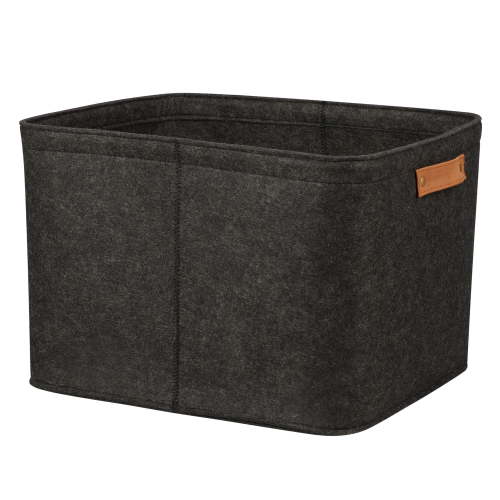 Mainstays Large Gray Felt Decorative Storage Basket, 16.5 in x 14 in x 11 in