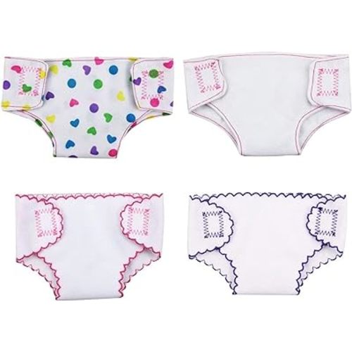 DC-BEAUTIFUL 4 Pack Baby Diapers Doll Underwear for 14-18 Inch Baby Dolls, Suitable for Infant Dolls Baby Girls