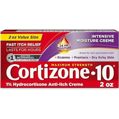 Cortizone 10 Maximum Strength Intensive Moisture Anti-Itch Cream, 1% Hydrocortisone, 2 oz.
