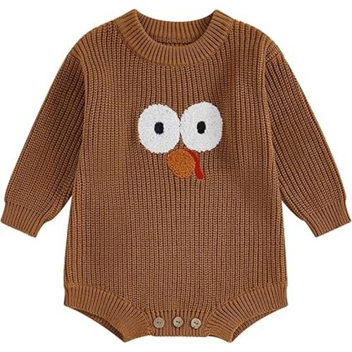 FYBITBO Baby Girl Boy Sweater Knit Oversized Pullover Sweatshirt Romper Onesie Warm Fall Winter Clothes Outfit Newborn