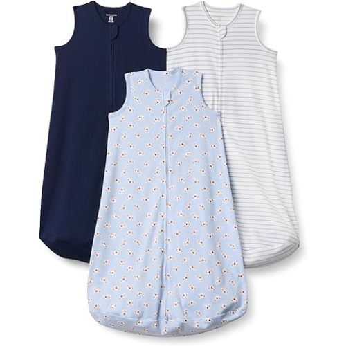 Amazon Essentials Unisex Babies' Cotton Sleep Sack, Wearable Blanket, 0.5 TOG, Pack of 3