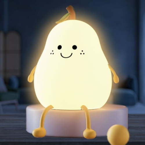 Gara Moveable LED Light With Silicone Made baby pear night light for Kids, Children and Toddler's Cute Room Decor For Sound Sleep And Ideal Birthday Gift - Pear