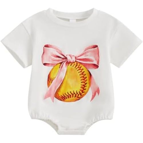 Baby Boy Girl Baseball Romper Newborn Bow Basketball Rompers Summer Casual Short Sleeve Embroidery Golf Bodysuits